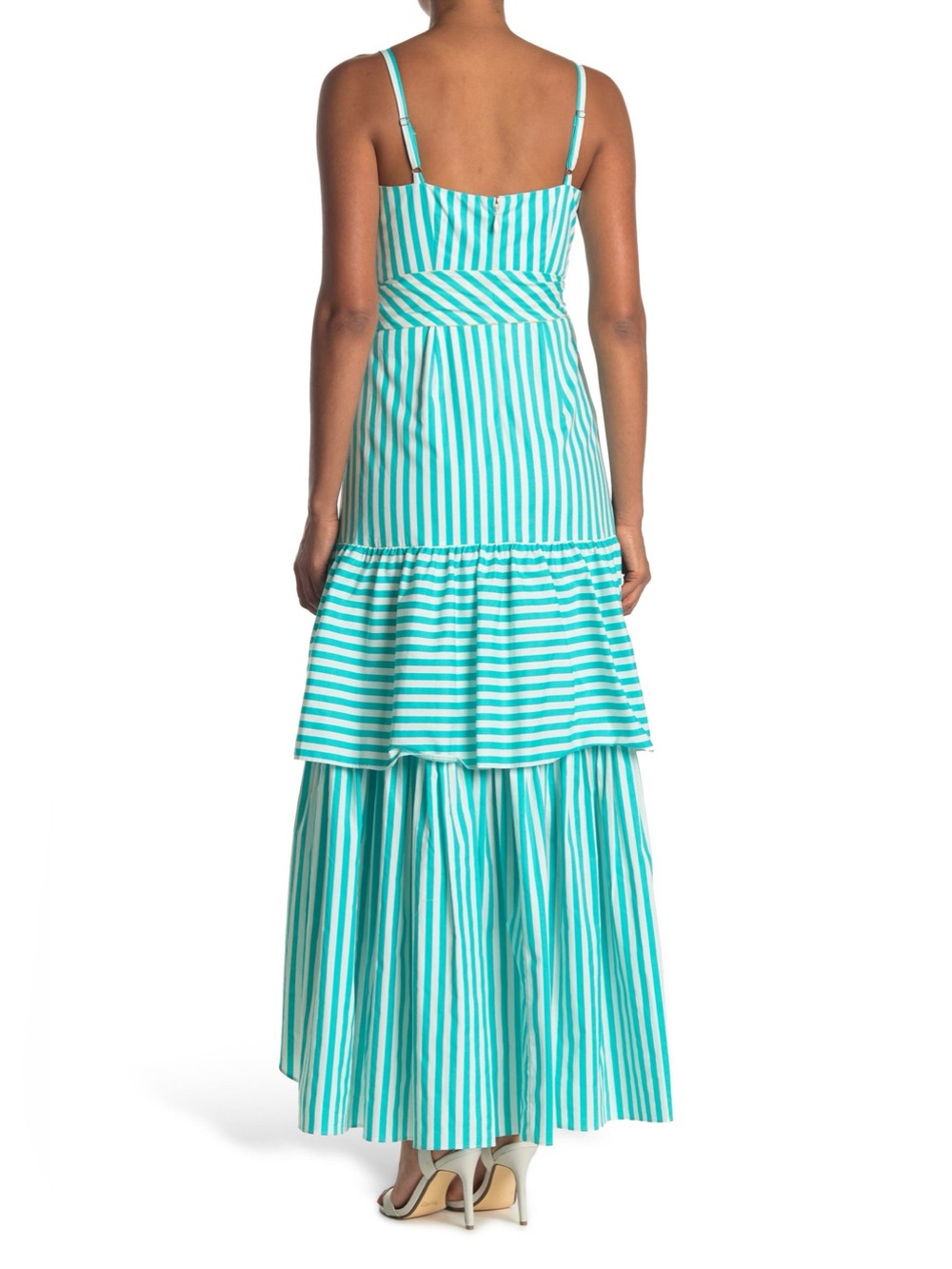 BCBGeneration NWT Striped High/Low Hem Maxi Dress Cotton Women Size 6 Nautical - Picture 2 of 11